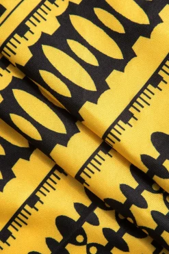 MICAS Pant Sets|Vacation Sets-Abstract Print Knot Tube Top And Wide Leg Trouser Set YELLOW