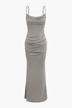 MICAS Maxi Dresses-Adjust Strap Ruched Mermaid Maxi Dress NUDE