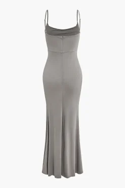 MICAS Maxi Dresses-Adjust Strap Ruched Mermaid Maxi Dress NUDE