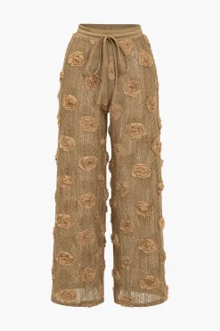 MICAS Pant Sets|Vacation Sets-Appliques Drawstring Trouser Set LIGHT BROWN