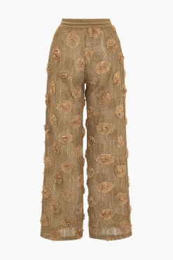 MICAS Pant Sets|Vacation Sets-Appliques Drawstring Trouser Set LIGHT BROWN