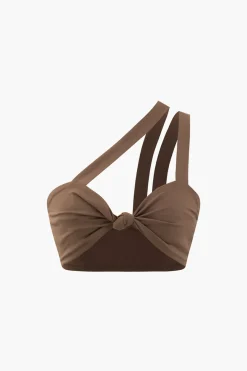 MICAS Pant Sets-Asymmetric Knotted Cami Top And Pleated Pants Set BROWN