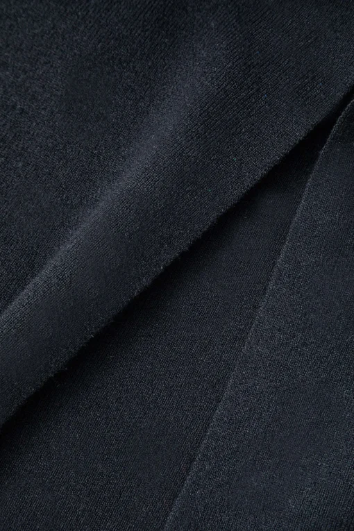 MICAS Knitwear|Knit Dresses-Asymmetrical Cut Out Long Sleeve Slit Knit Maxi Dress BLACK