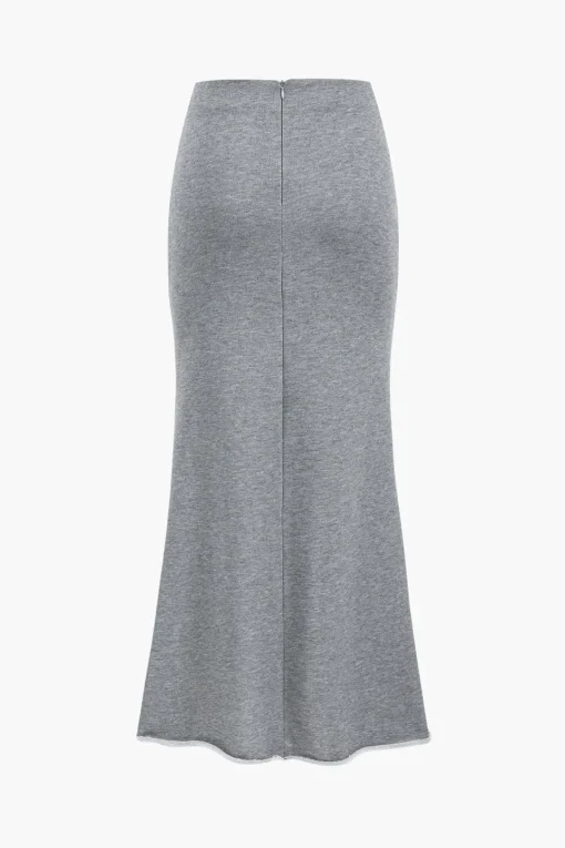 MICAS Skirt Sets-Asymmetrical Design Top And Skirt Set GRAY