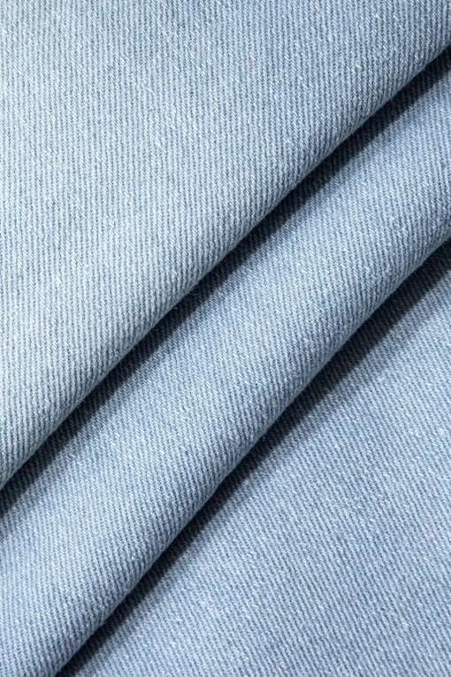 MICAS Skirts-Asymmetrical Ripped Denim Midi Skirt LIGHT WASH BLUE