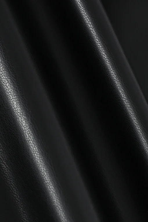 MICAS Skirts-Asymmetrical Ruched Faux Leather Mini Skirt