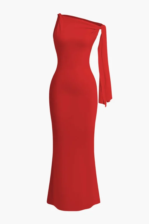 MICAS Maxi Dresses-Asymmetrical Twist Knot Mermaid Maxi Dress