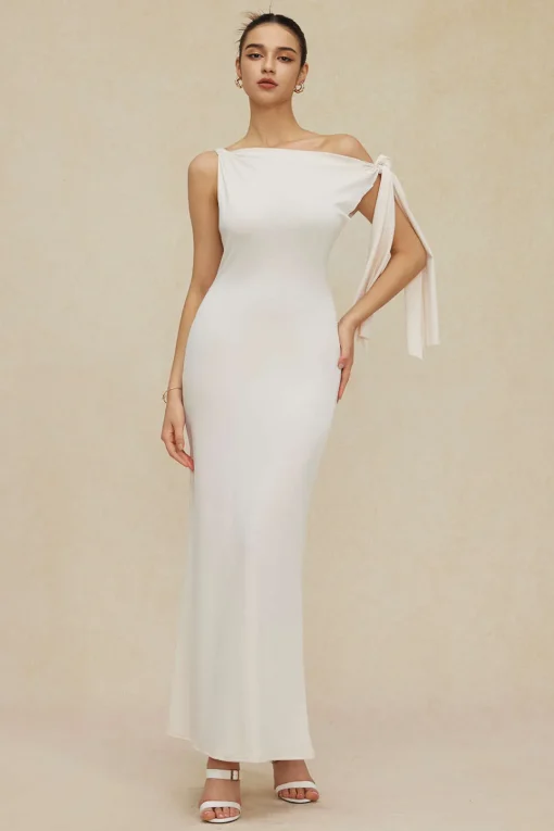 MICAS Maxi Dresses-Asymmetrical Twist Knot Mermaid Maxi Dress