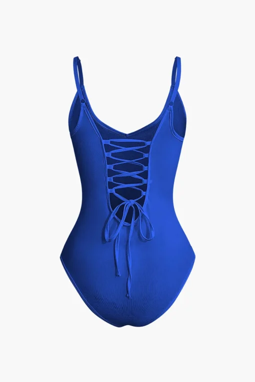 MICAS Bodysuits-Basic Braided Tie V-neck Cami Bodysuit