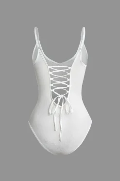 MICAS Bodysuits-Basic Braided Tie V-neck Cami Bodysuit
