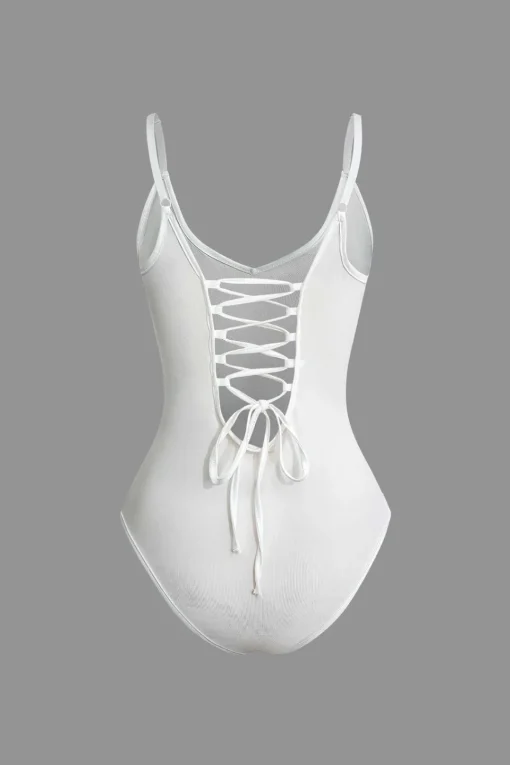MICAS Bodysuits-Basic Braided Tie V-neck Cami Bodysuit