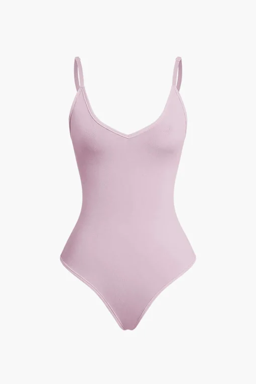 MICAS Bodysuits-Basic Braided Tie V-neck Cami Bodysuit