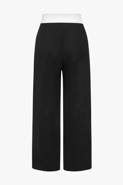 MICAS Pants-Basic Contrast High Waist Wide Leg Trousers
