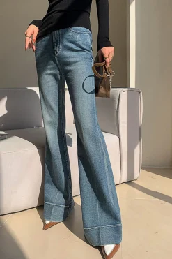 MICAS Jeans-Basic Denim High-Waisted Jeans STEEL BLUE