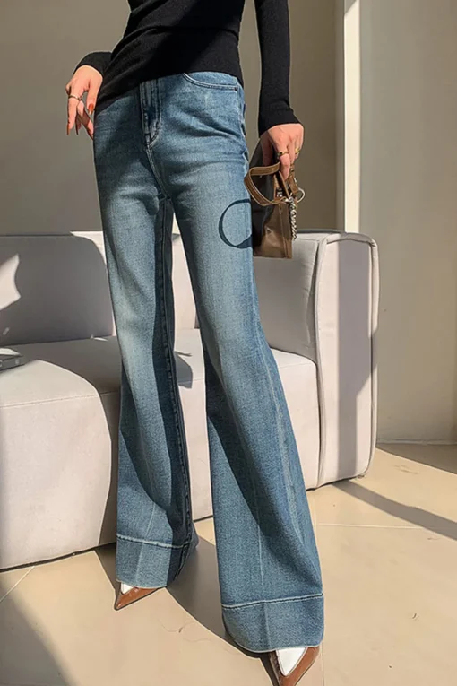 MICAS Jeans-Basic Denim High-Waisted Jeans STEEL BLUE