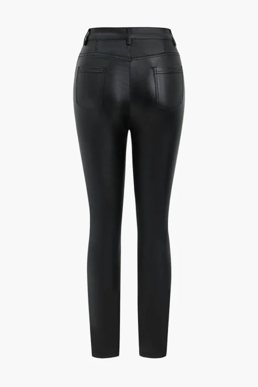 MICAS Pants-Basic Faux Leather Trousers
