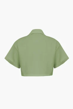 MICAS Blouses & Shirts-Basic Flap Pocket Twist Hem Shirt
