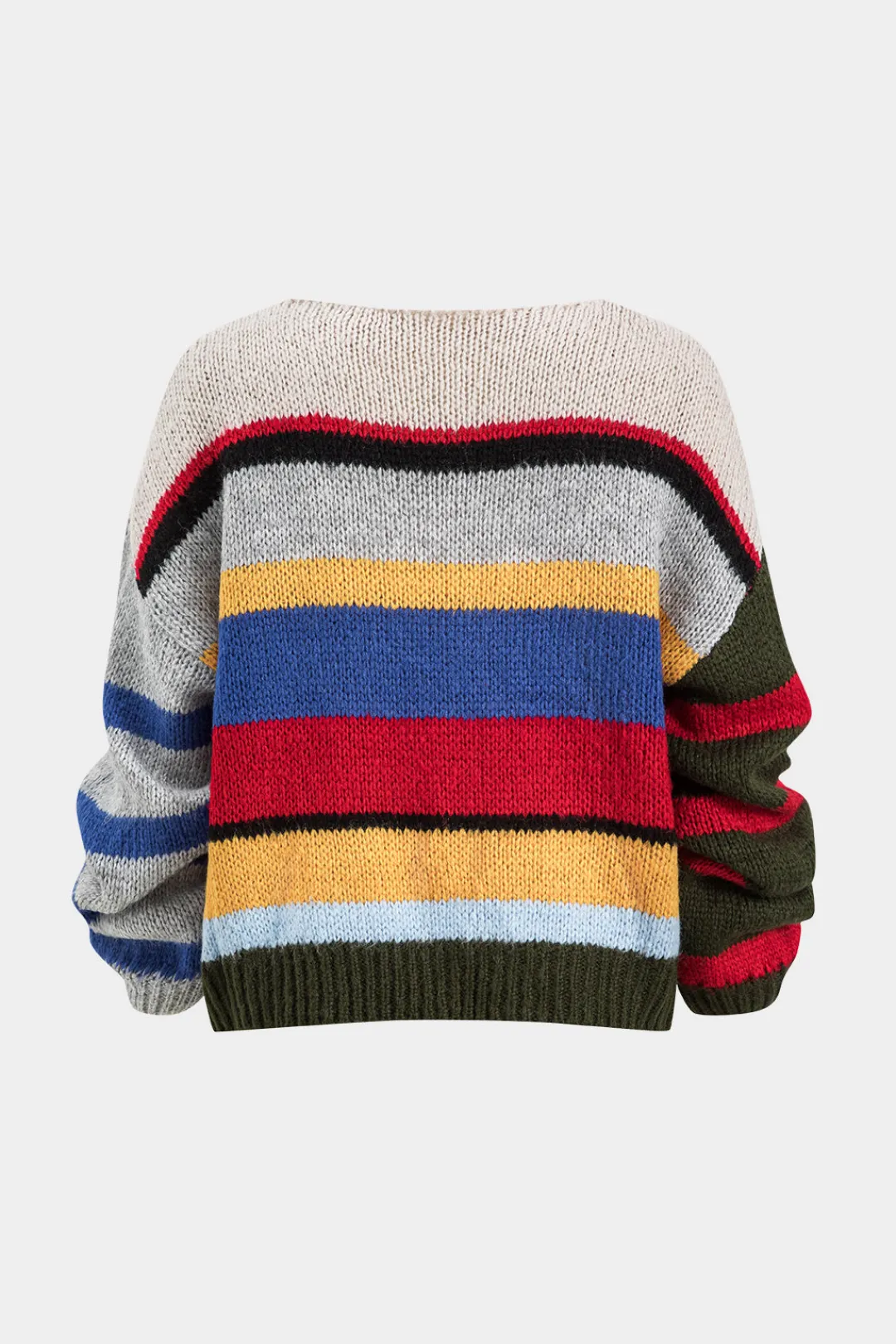 MICAS Knitwear|Knit Tops-Basic Knit Color Block Long-Sleeve Top MULTICOLOR