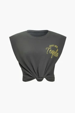 MICAS T-Shirts-Basic Letter Print T-Shirt GRAY
