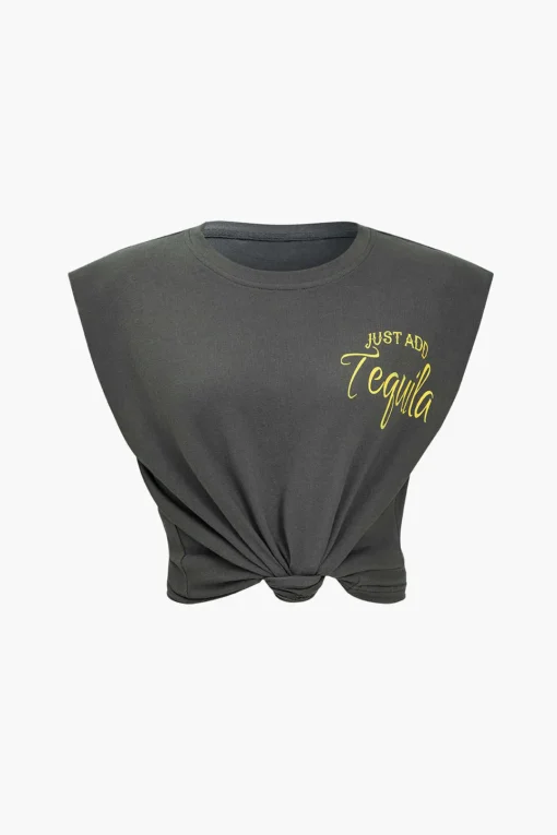 MICAS T-Shirts-Basic Letter Print T-Shirt GRAY