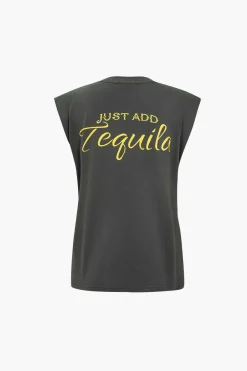MICAS T-Shirts-Basic Letter Print T-Shirt GRAY