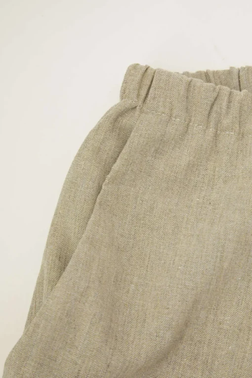 MICAS Pants-Basic Linen Drawstring Wide Leg Pants BEIGE