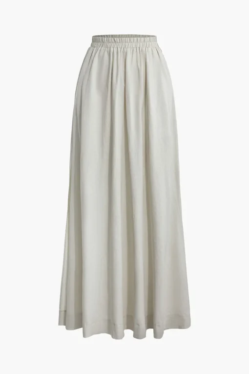 MICAS Skirts-Basic Linen High Waist Maxi Skirt IVORY