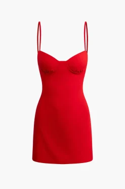 MICAS Mini Dresses-Basic Solid Bustier Slip Mini Dress