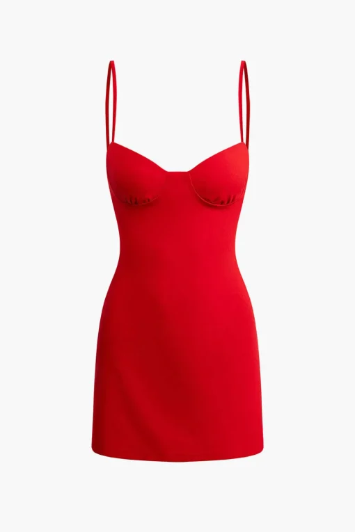 MICAS Mini Dresses-Basic Solid Bustier Slip Mini Dress
