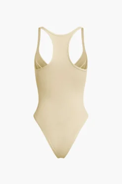 MICAS Bodysuits|Corset & Bustier Tops-Basic Solid Deep-V Neck Bustier Bodysuit