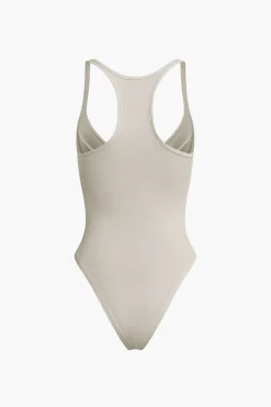 MICAS Bodysuits|Corset & Bustier Tops-Basic Solid Deep-V Neck Bustier Bodysuit