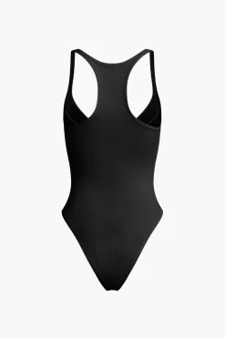 MICAS Bodysuits|Corset & Bustier Tops-Basic Solid Deep-V Neck Bustier Bodysuit
