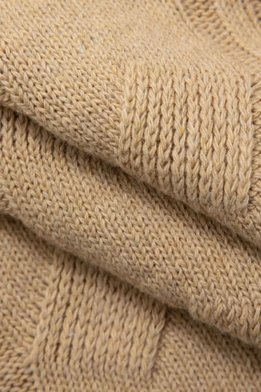 MICAS Knitwear|Knit Tops-Basic Solid Knit Mock Neck Long-Sleeve Top WHEAT