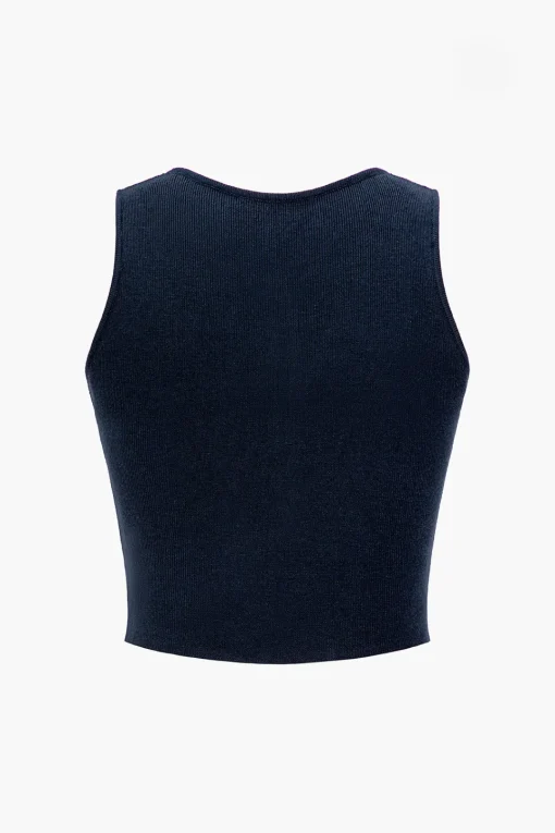 MICAS Knitwear|Knit Tops-Basic Solid Knit Vest DARK BLUE