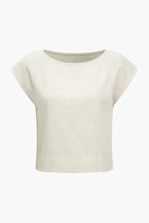 MICAS Short Sets-Basic Solid Linen Casual Shorts Set BEIGE