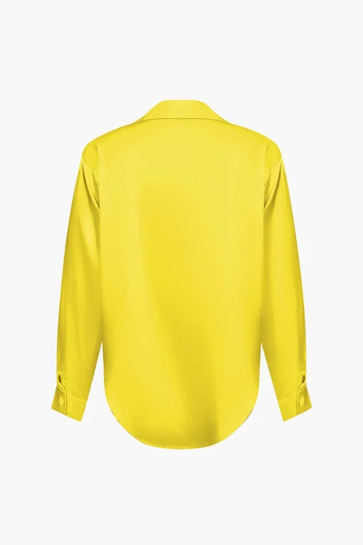 MICAS Long Sleeve Tops|Long Sleeves Tops-Basic Solid Satin Long-Sleeve Shirt