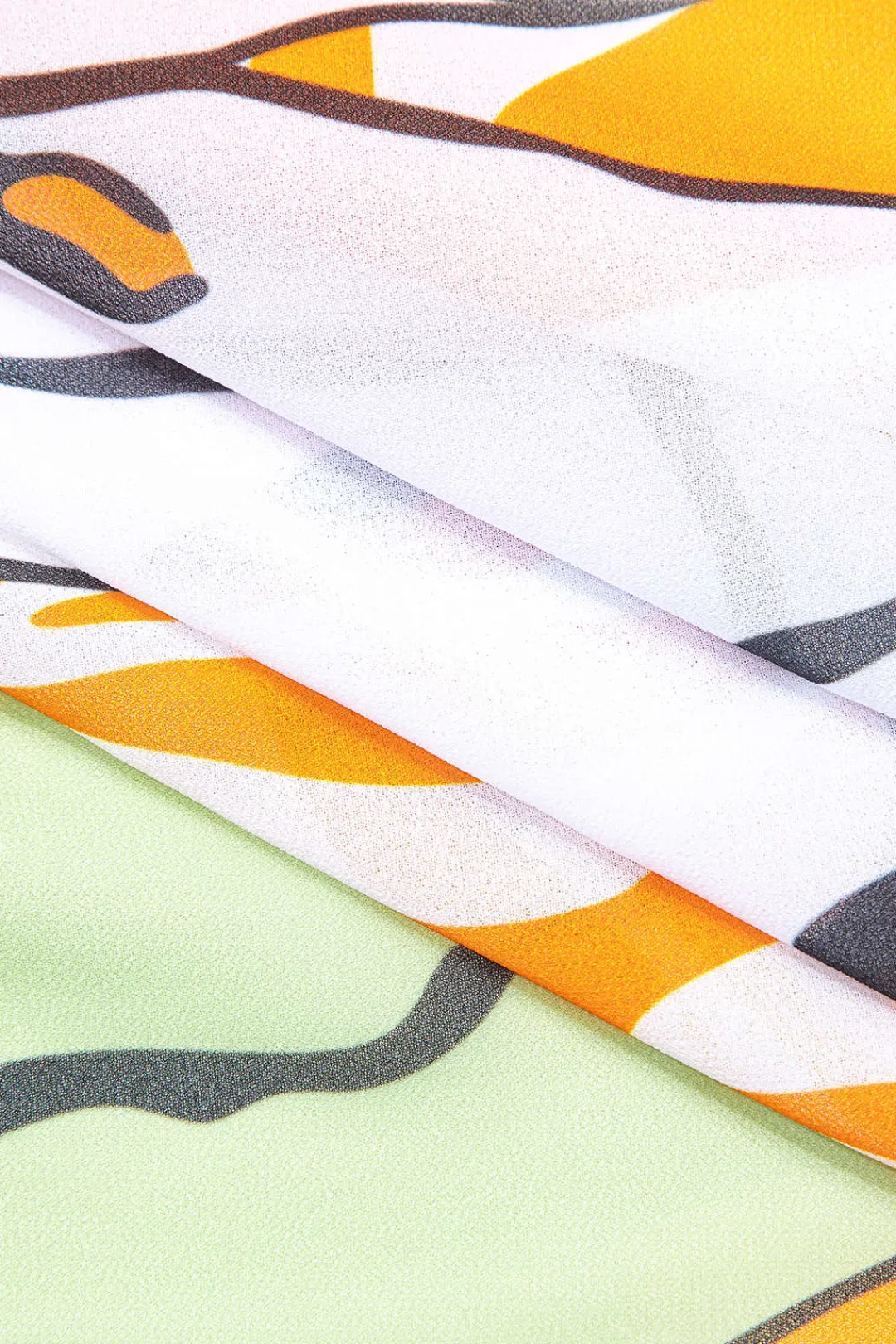 MICAS Swimwear-Bead Cut Out One Shoulder Swimsuit And Leaves Print Wrap Skirt Set MULTICOLOR