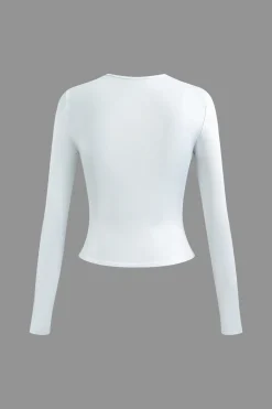 MICAS Skirt Sets-Body Print Long Sleeve Top And Maxi Skirt Set WHITE