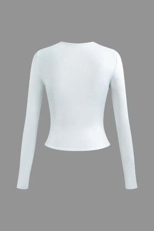 MICAS Skirt Sets-Body Print Long Sleeve Top And Maxi Skirt Set WHITE