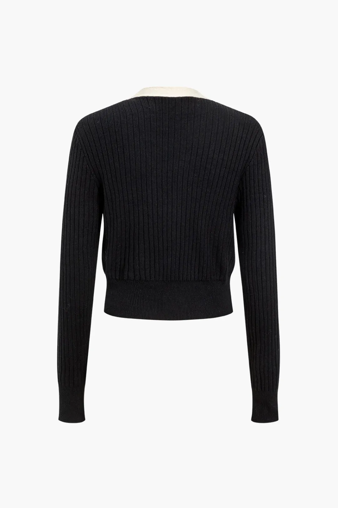 MICAS Knitwear|Knit Tops-Button Color Block Sweater Long-Sleeve Top