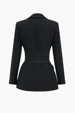 MICAS Outerwear|Blazers-Button Notched Lapel Blazer BLACK