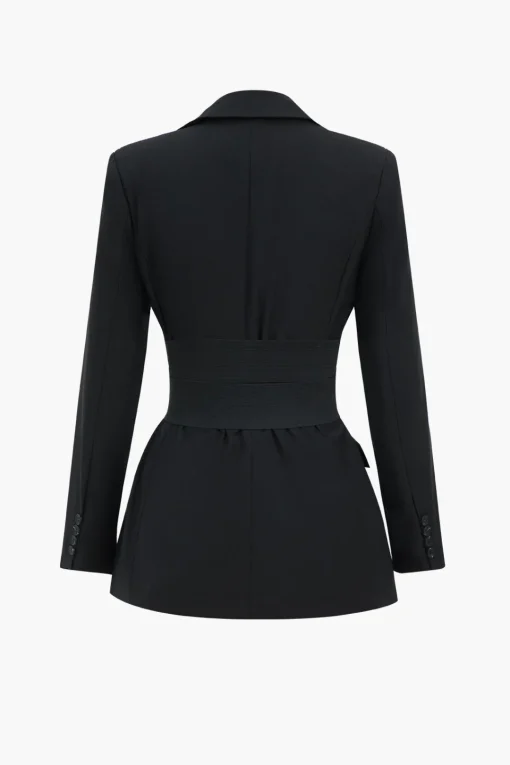 MICAS Outerwear|Blazers-Button Notched Lapel Blazer BLACK