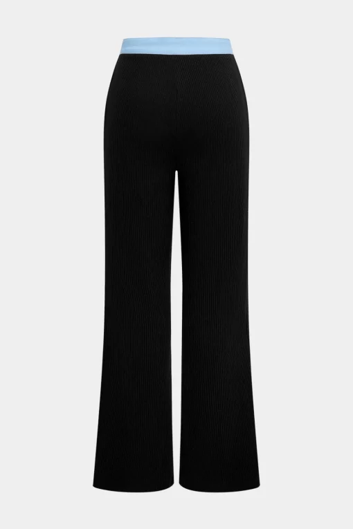 MICAS Pant Sets-Button Patchwork Long Sleeve Top And Zipper Trousers Set