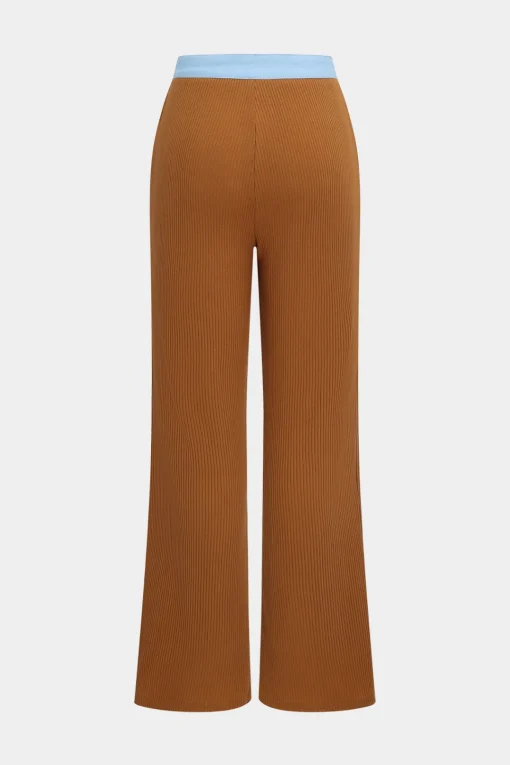 MICAS Pant Sets-Button Patchwork Long Sleeve Top And Zipper Trousers Set