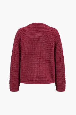MICAS Outerwear|Outerwear-Button Sweater Cardigan BURGUNDY