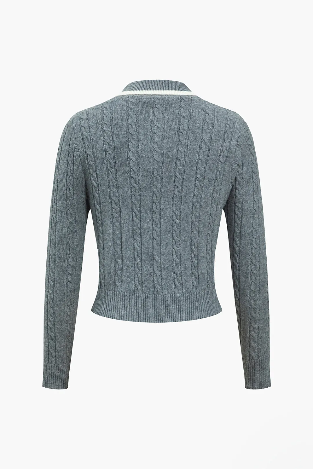 MICAS Knit Sets-Cable Knit Color Block Skirt Set GRAY