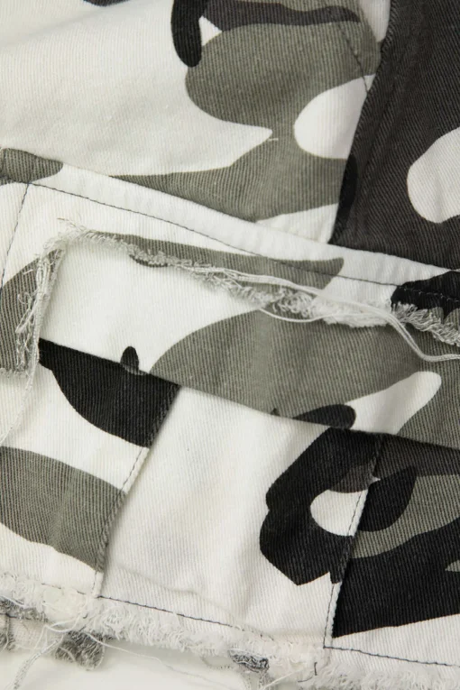 MICAS Skirts-Camo Frayed Hem Cargo Skirt