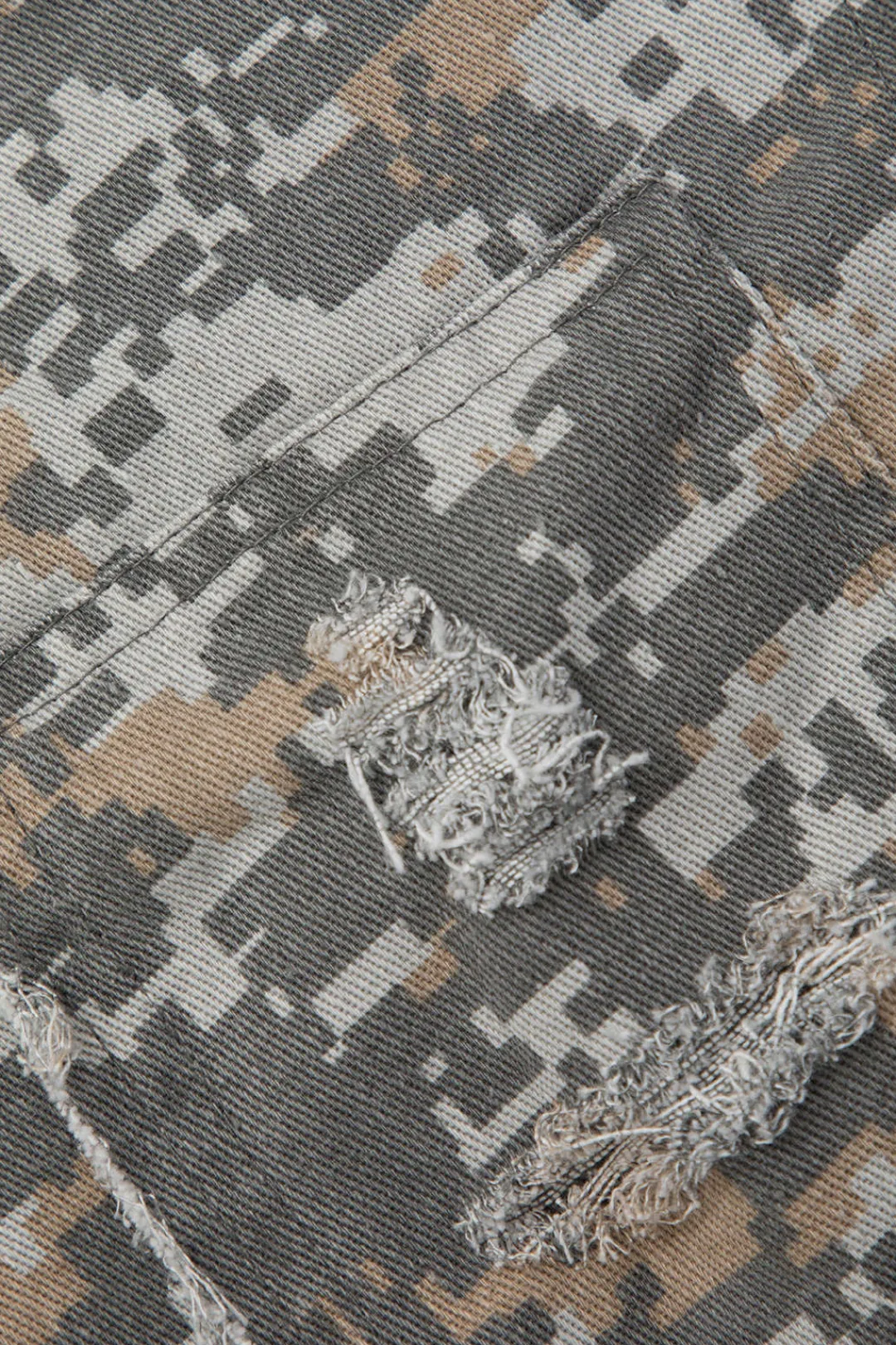 MICAS Skirts-Camo Frayed Patchwork Fringe Mini Skirt