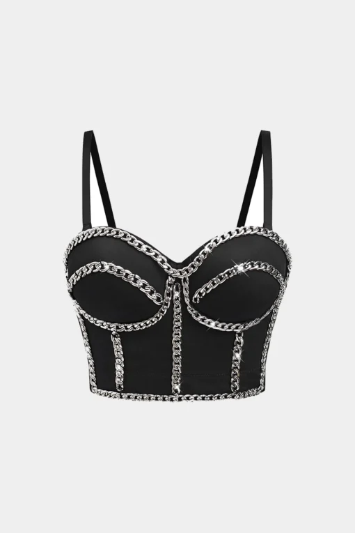 MICAS Corset & Bustier Tops-Chain Bustier Cami Top BLACK