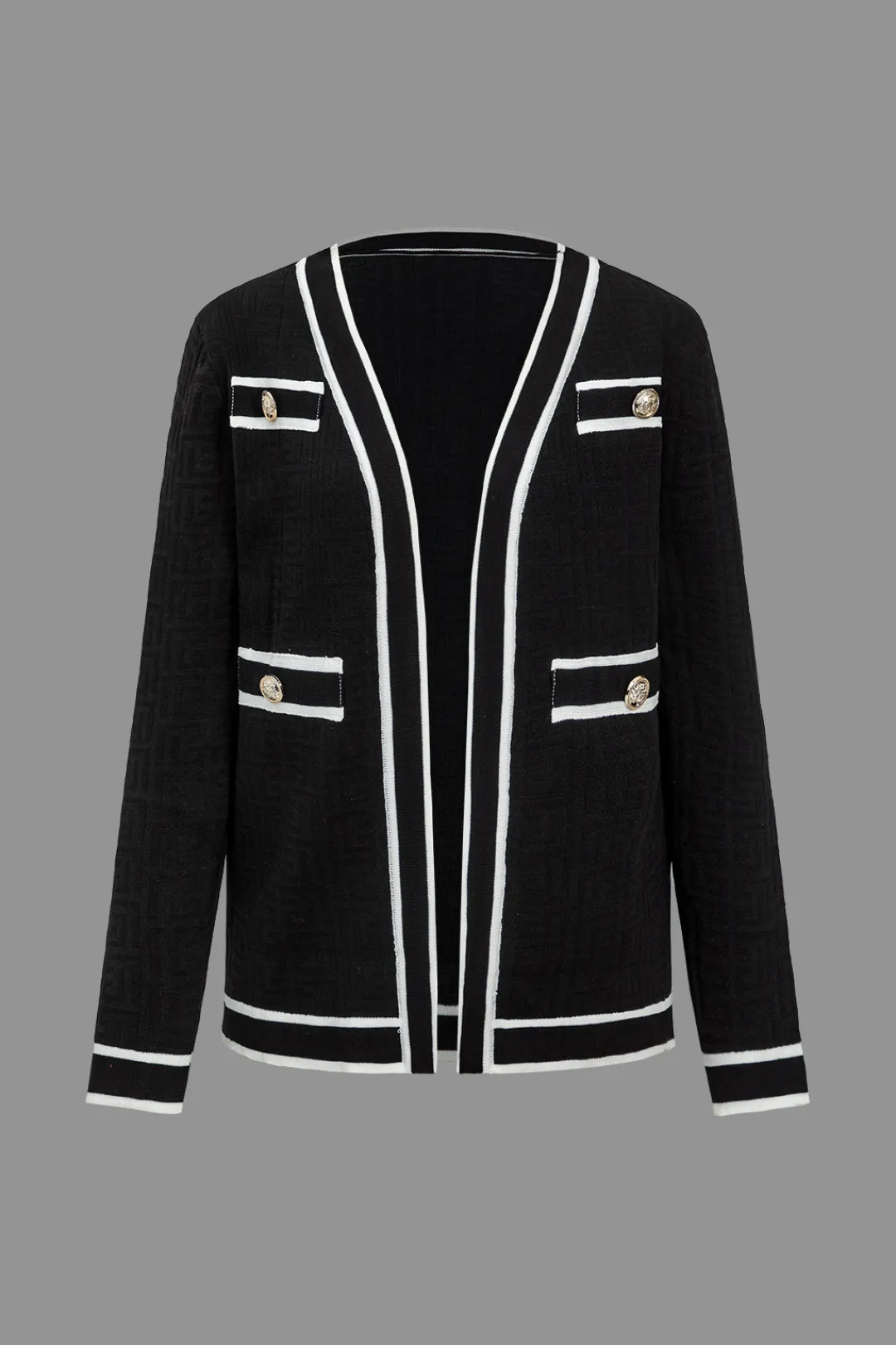 MICAS Knitwear|Knit Sets-Color Block Button Cami Top And Shorts And Sweater Cardigan Set BLACK